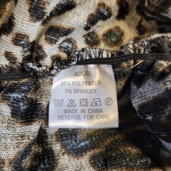 Adore Leopard Animal Print Eyelash Fringe Fabric Tank Top Women's size Medium - Picture 11 of 14